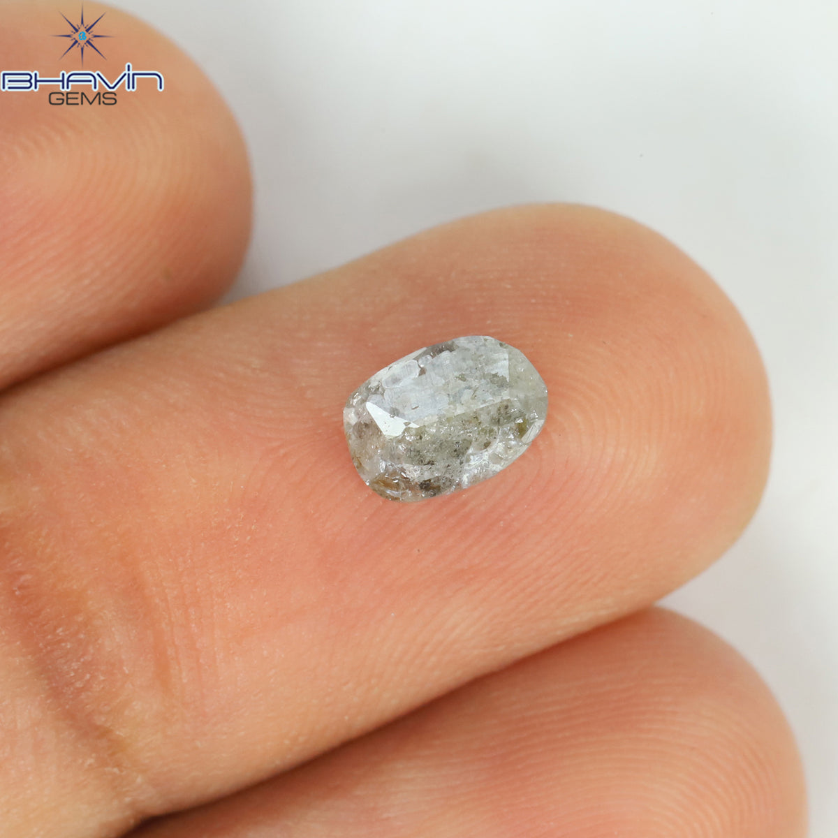 1.05 CT、ノーカット ポルキ シェイプ、天然ダイヤモンド、ブルー カラー、I3 クラリティ (5.42 MM)