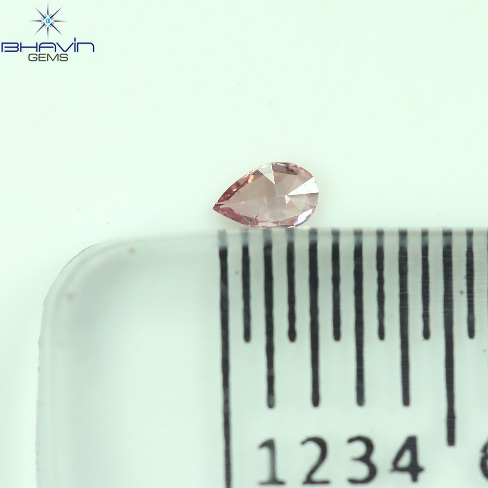 0.07 CT ペアシェイプ 天然ダイヤモンド ピンクカラー SI1 クラリティ (3.52 MM)