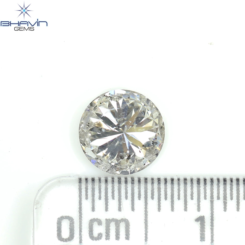 0.44 CT ラフシェイプ ナチュラル ダイヤモンド ブラック グレー (ソルト アンド パッパー) カラー I3 クラリティ (4.95 MM)