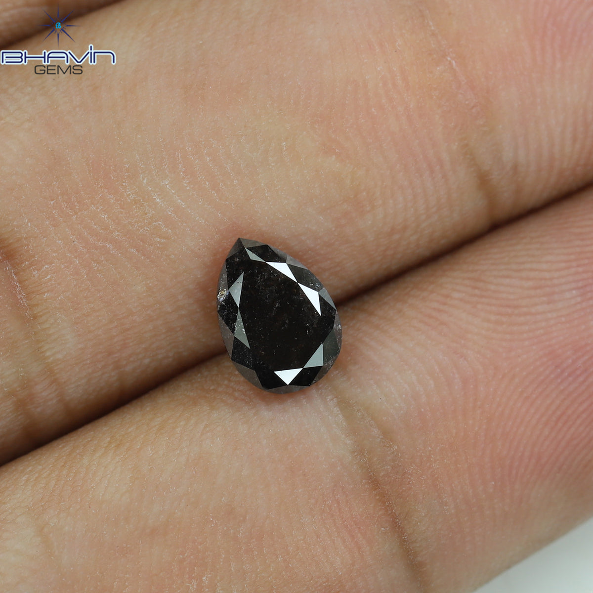 1.26 CT ペアシェイプ 天然ルースダイヤモンド ソルト＆ペッパーカラー I3 クラリティ (6.00 MM)
