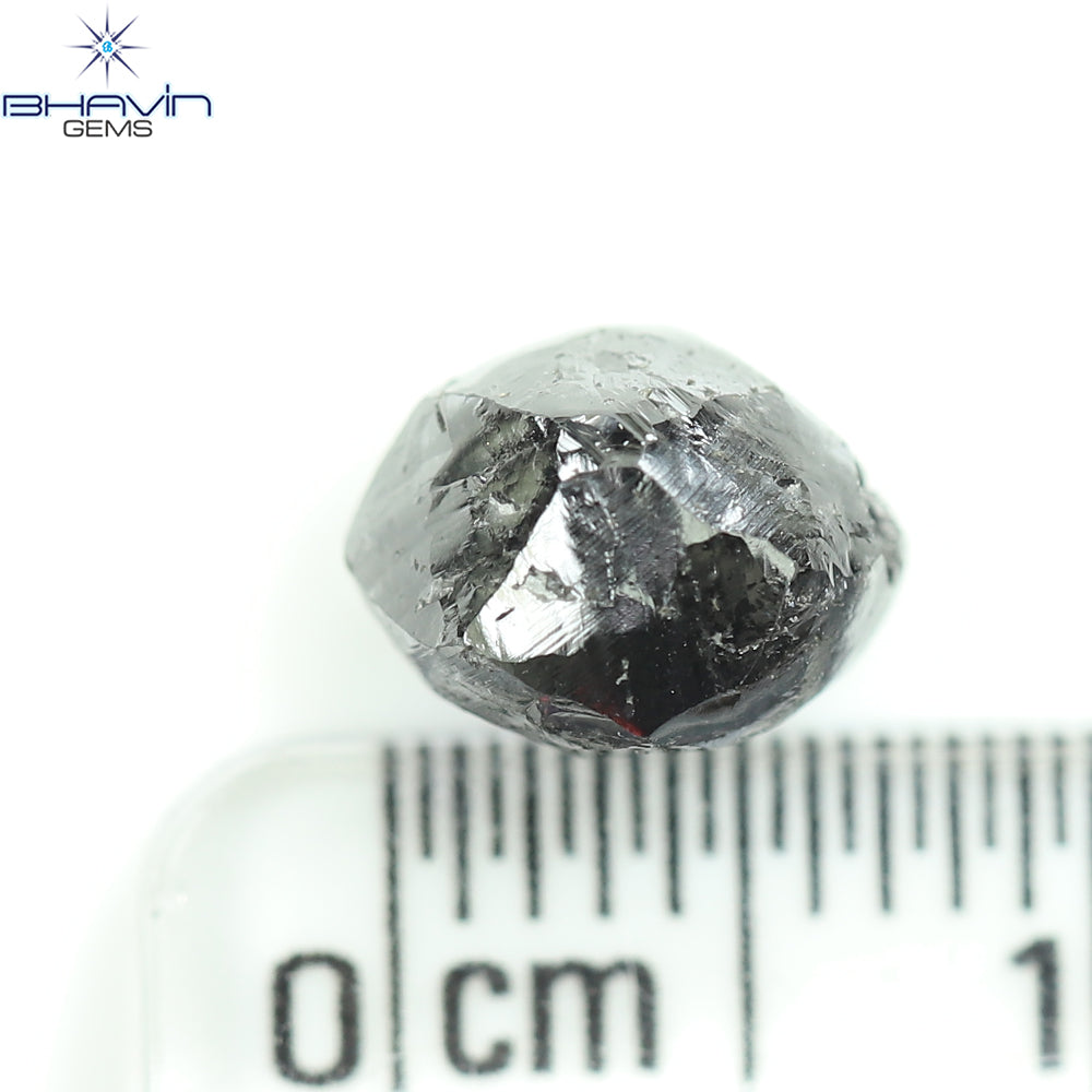 0.44 CT ラフシェイプ ナチュラル ダイヤモンド ブラック グレー (ソルト アンド パッパー) カラー I3 クラリティ (4.95 MM)