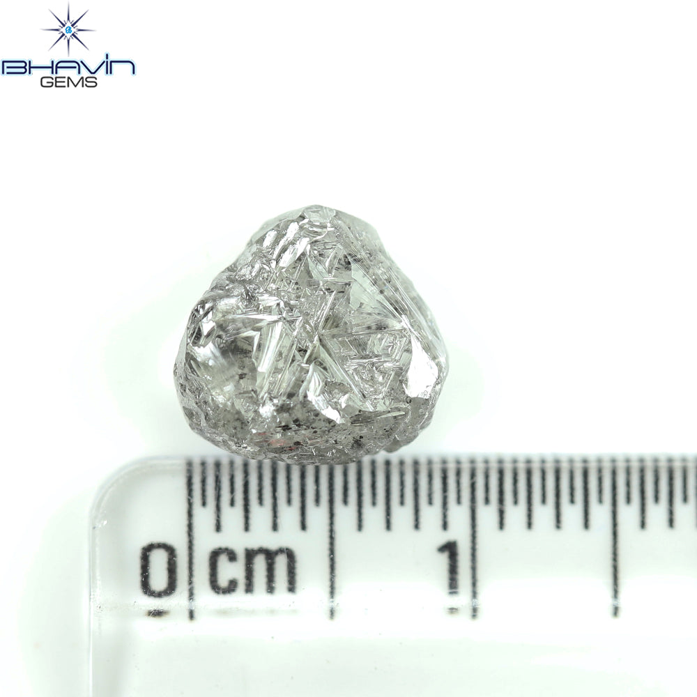 0.44 CT ラフシェイプ ナチュラル ダイヤモンド ブラック グレー (ソルト アンド パッパー) カラー I3 クラリティ (4.95 MM)