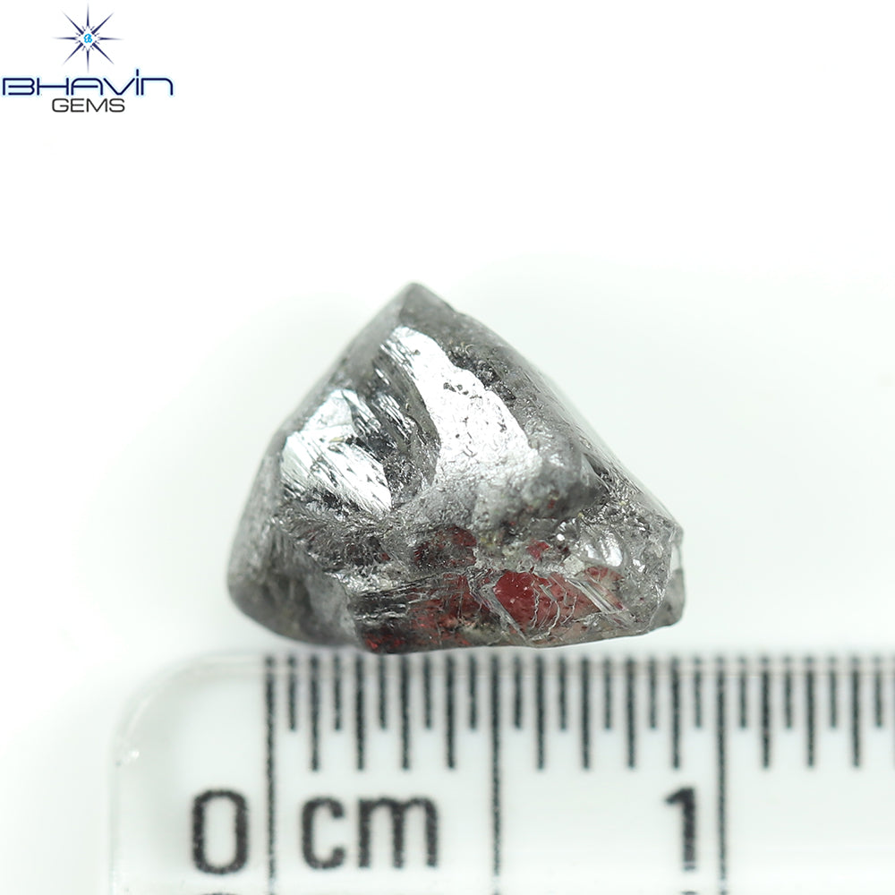 0.44 CT ラフシェイプ ナチュラル ダイヤモンド ブラック グレー (ソルト アンド パッパー) カラー I3 クラリティ (4.95 MM)