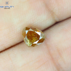 1.21 CT Heart Shape Natural Diamond Orange Color I3 Clarity (6.38 MM)