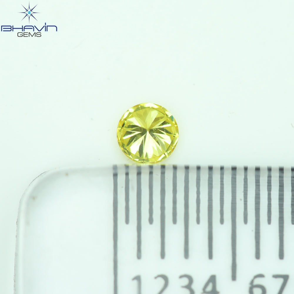 0.07 CT Round Cut Natural Diamond Yellow Color VS1 Clarity