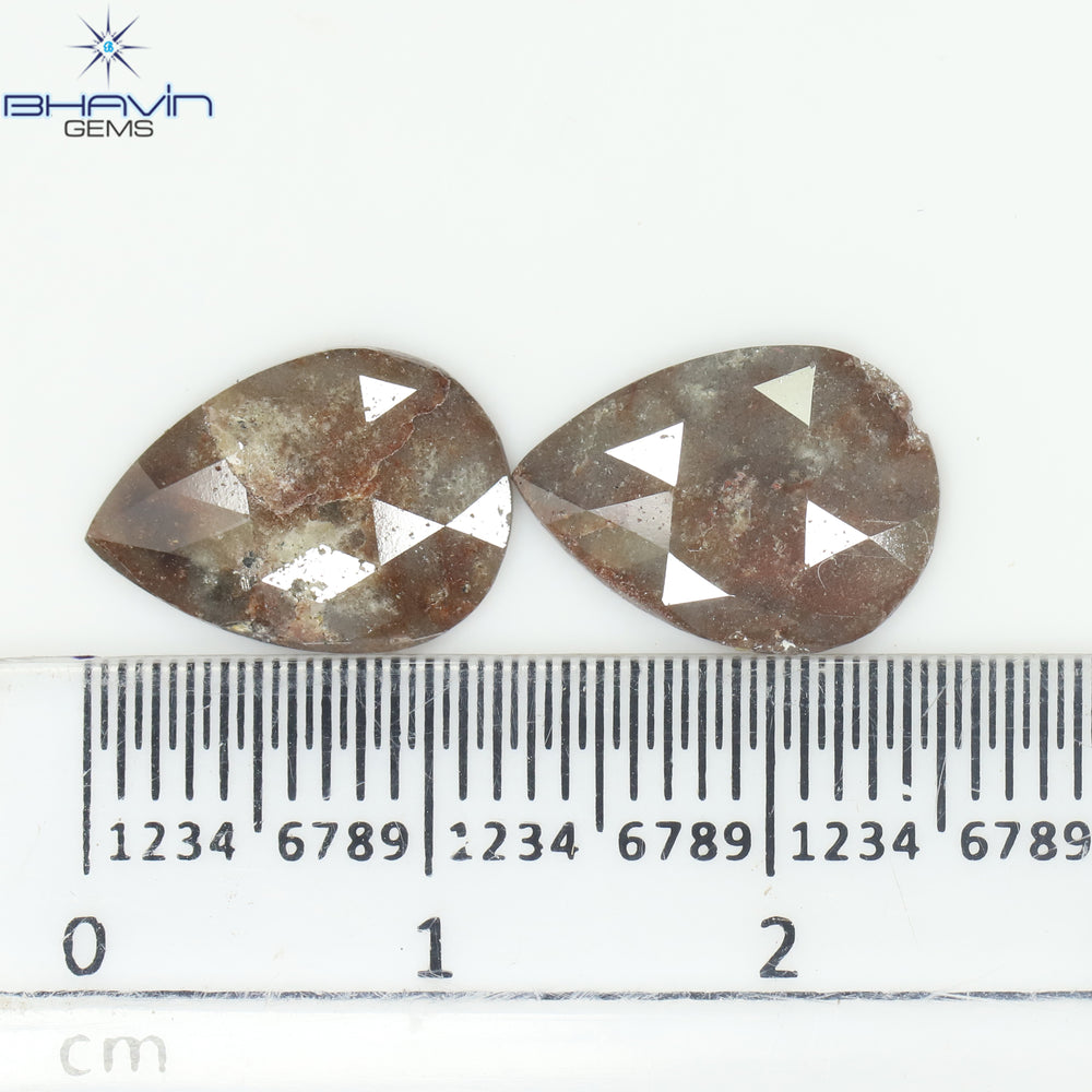 3.85 CT/2 PCS Pear Shape Natural Loose Diamond Brown Color I3 Clarity (12.55 MM)