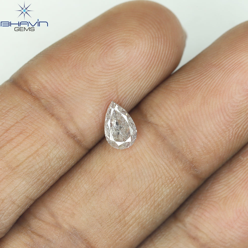 0.55 CT Pear Shape Natural Diamond Pink Color I2 Clarity (6.72 MM)