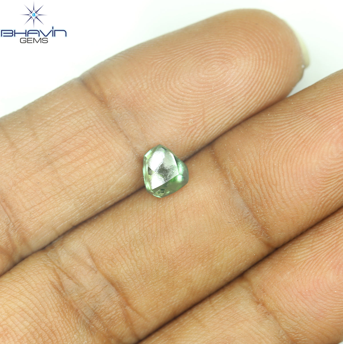 0.99 CT Natural Rough Diamond Enhanced Green Color Clarity VS (5.94 MM)