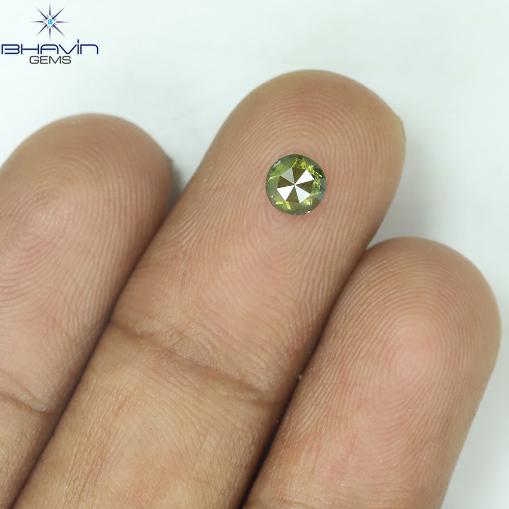 0.09 CT ラウンド ローズ カット シェイプ 天然ダイヤモンド グリーンがかったブルー カラー SI1 クラリティ (4.00 MM)