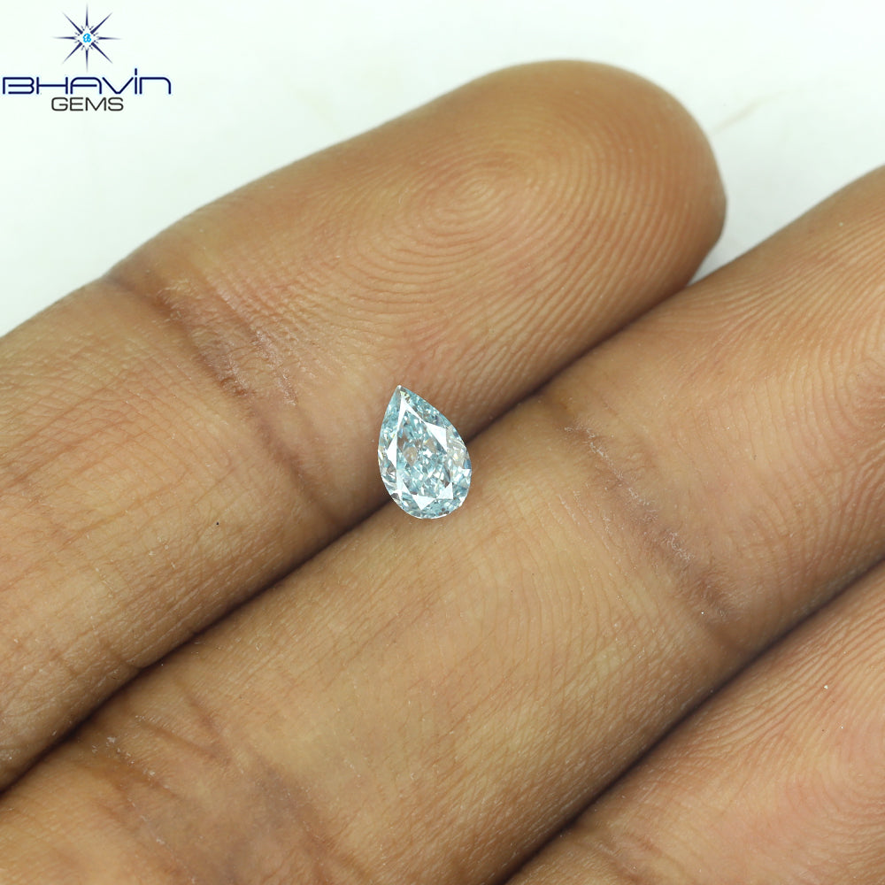 0.31 CT Pear Shape Natural Diamond Blue Color VS1 Clarity (5.40 MM)