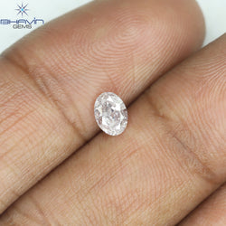 GIA Certified 0.41 CT Oval Shape Natural Diamond Pink Color I2 Clarity (5.10 MM)