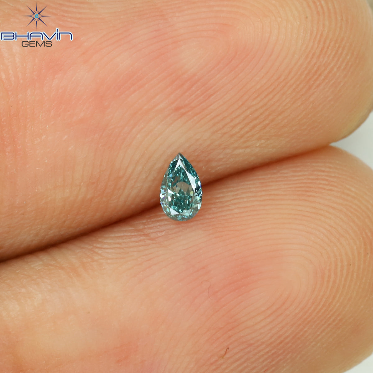 0.07 CT Natural Pear Diamond Enhanced Vivid Blue Color Clarity VS1 (3.51 MM)