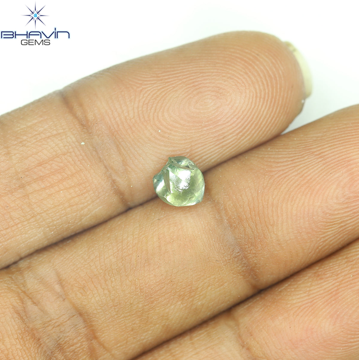 1.01 CT Natural Rough Diamond Enhanced Green Color Clarity VS (5.16 MM)