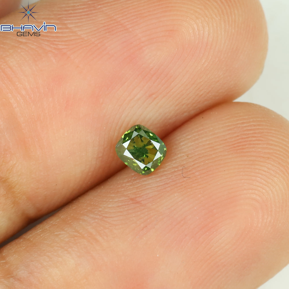 0.22 CT Cushion Shape Natural Diamond Green Color VS1 Clarity (3.38 MM)