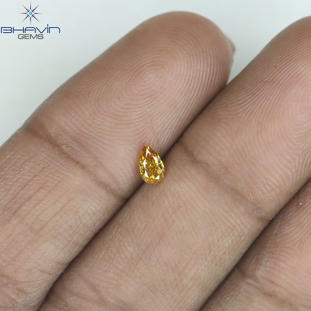 0.17 CT Pear Shape Natural Diamond Orange Color VS1 Clarity (4.52 MM)