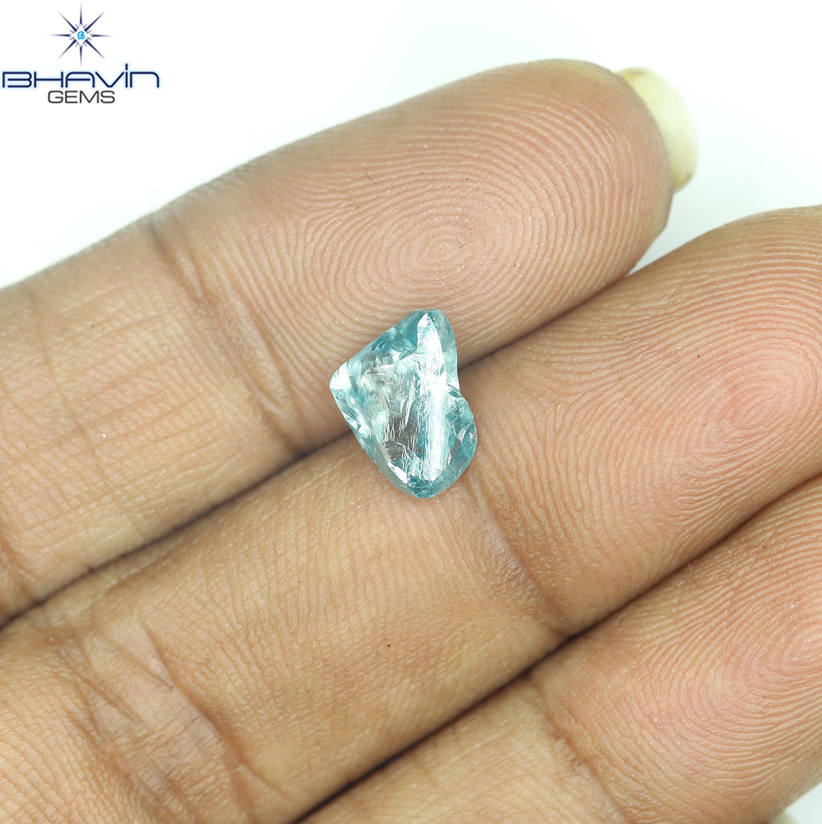 1.60 CT Natural Rough Diamond Enhanced Blue Color Clarity VS (9.10 MM)