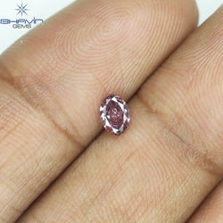 GIA Certified 0.25 CT Oval Shape Natural Diamond Brownish Purple-Pink Color I2 Clarity (4.67 MM)