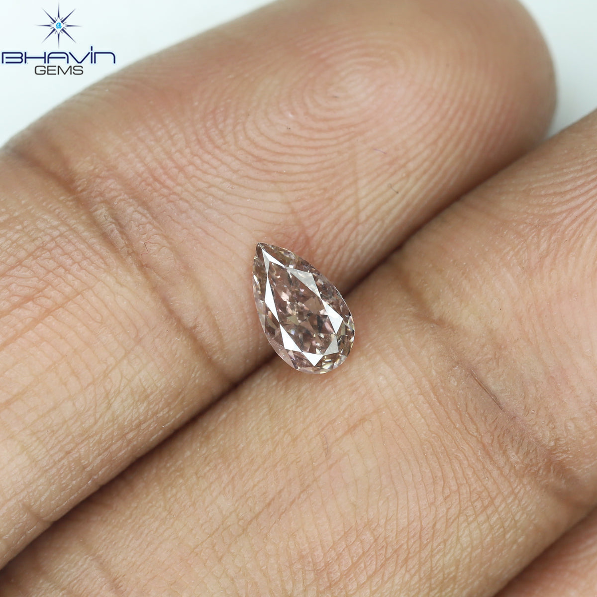 GIA Certified 0.40 CT Pear Diamond Natural Pink Brown Color (6.36 MM)