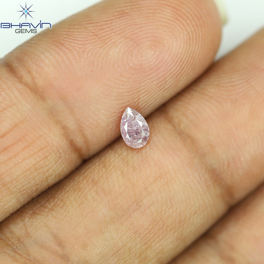 0.24 CT Pear Diamond Natural Pink Color I3 Clarity (4.63 MM)