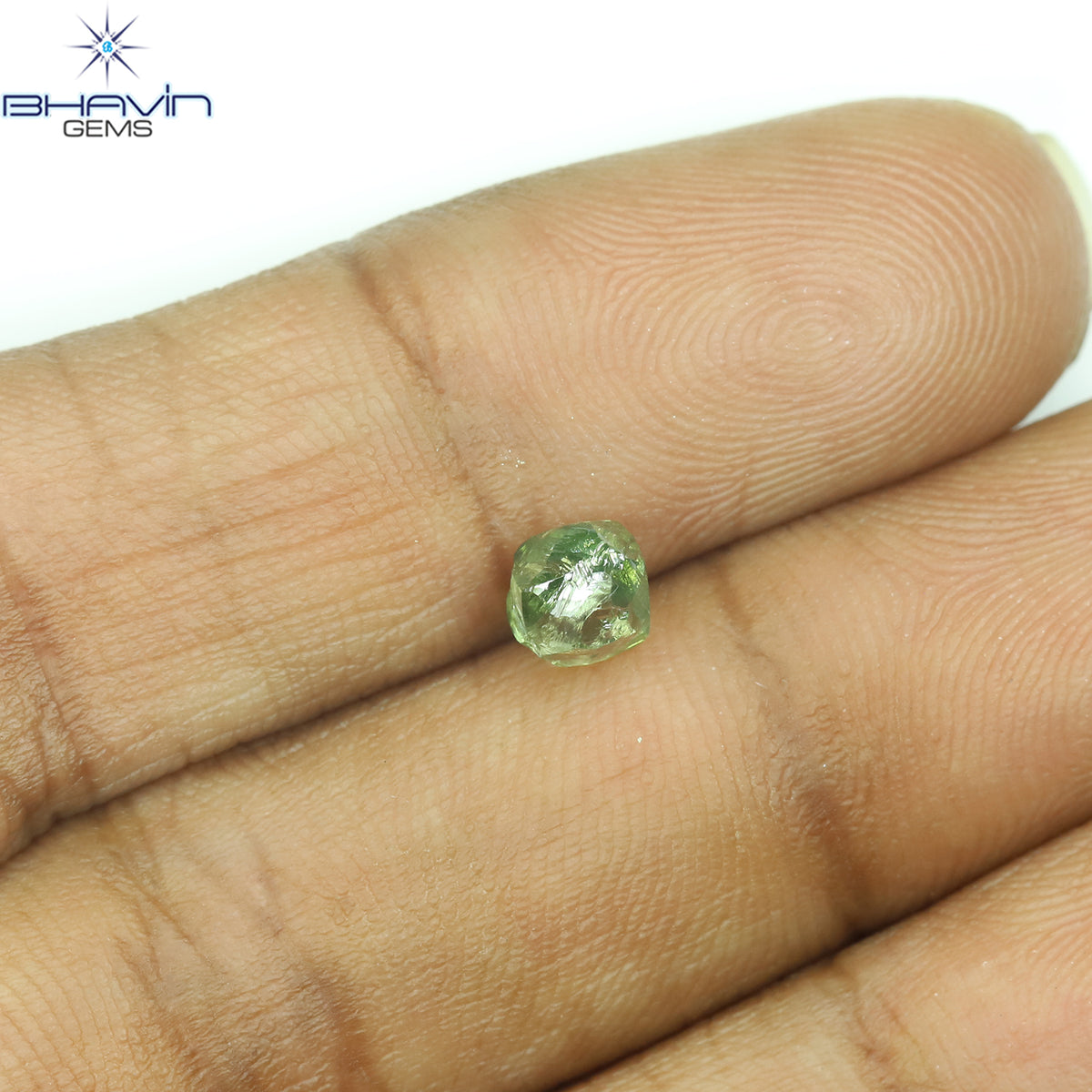 0.96 CT Natural Rough Diamond Enhanced Green Color Clarity SI (5.09 MM)