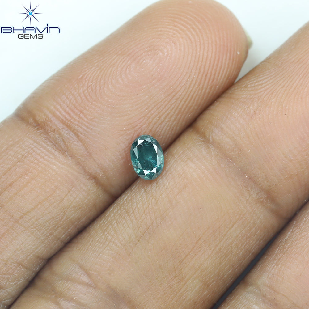 0.51 CT オーバル シェイプ ナチュラル ダイヤモンド グリーン カラー SI1 クラリティ (6.05 MM)