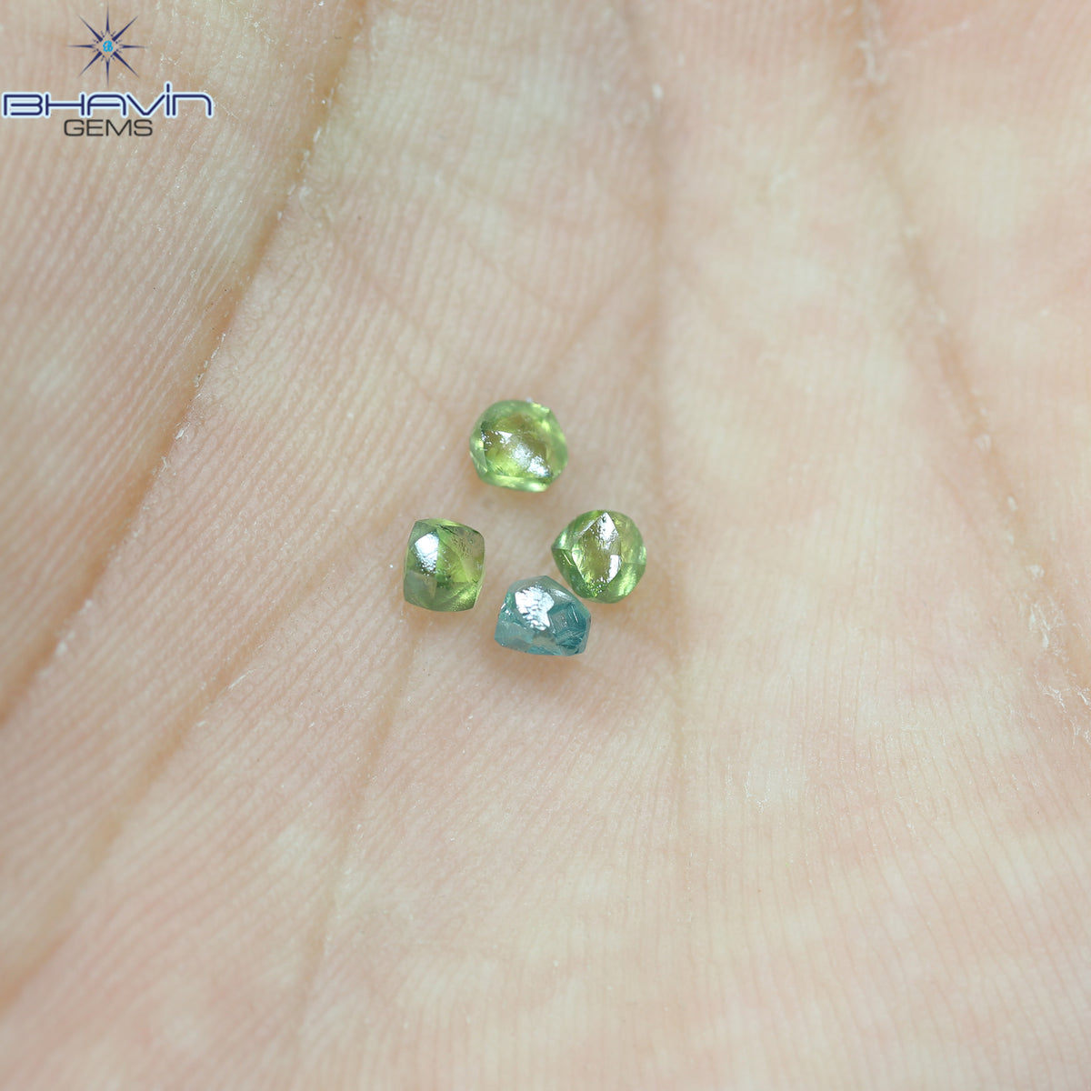 0.82 CT/4 Pcs Natural Rough Diamond Enhanced Green-Blue Color Clarity VS-SI (3.30 MM)