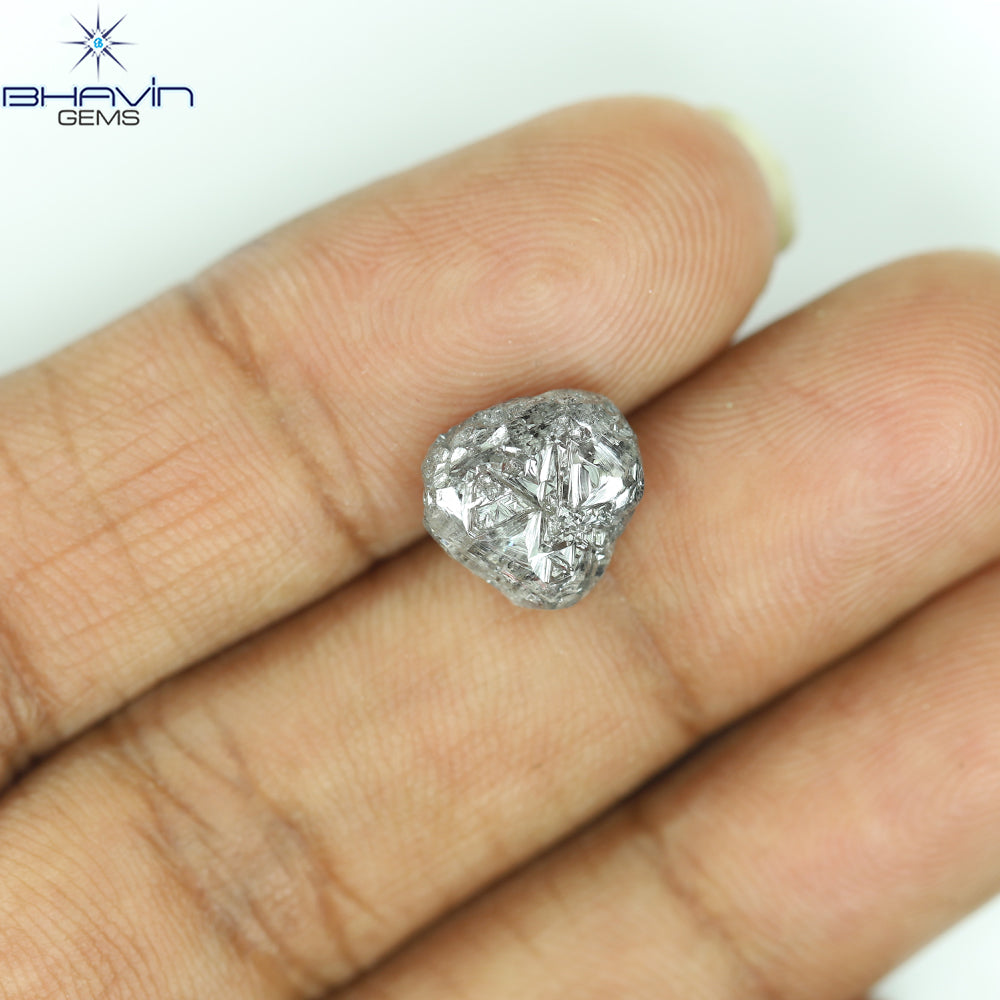 0.44 CT ラフシェイプ ナチュラル ダイヤモンド ブラック グレー (ソルト アンド パッパー) カラー I3 クラリティ (4.95 MM)