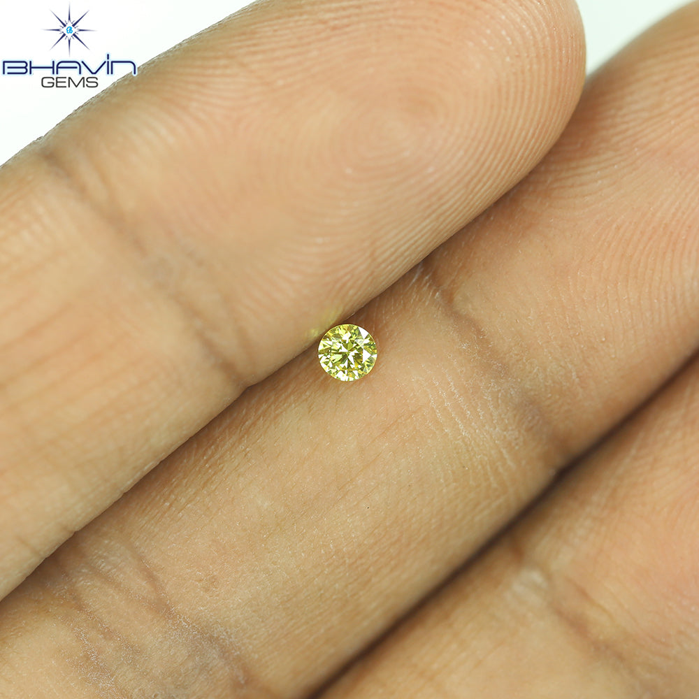 0.07 CT Round Cut Natural Diamond Yellow Color VS1 Clarity