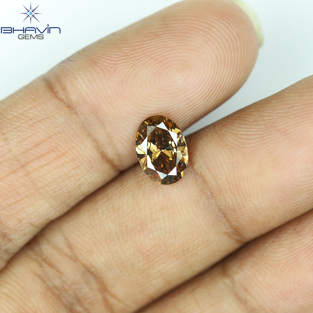 1.07 CT Oval Shape Natural Diamond Brown Color SI2 Clarity (8.17 MM)