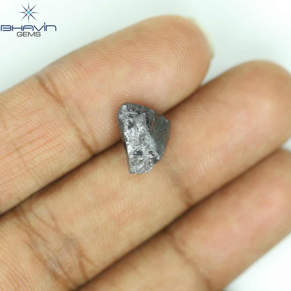 0.44 CT ラフシェイプ ナチュラル ダイヤモンド ブラック グレー (ソルト アンド パッパー) カラー I3 クラリティ (4.95 MM)