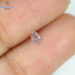 0.12 CT Pear Shape Natural Diamond Pink Color SI1 Clarity (4.10 MM)