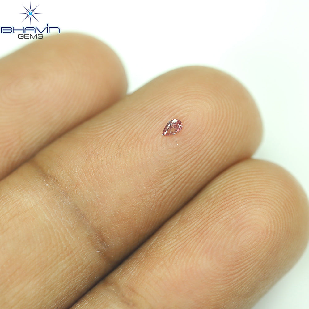 0.07 CT ペアシェイプ 天然ダイヤモンド ピンクカラー SI1 クラリティ (3.52 MM)