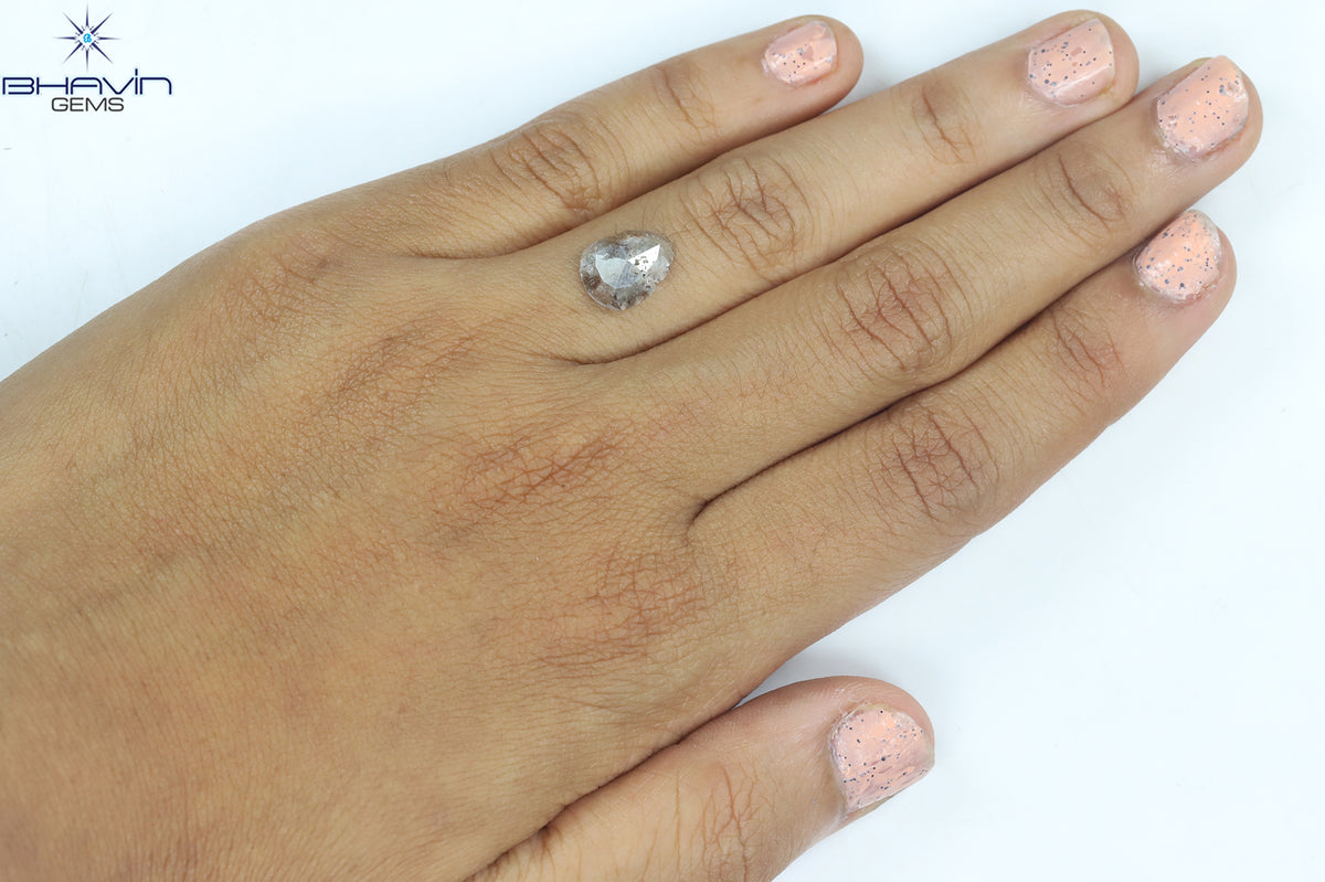 1.05 CT、ノーカット ポルキ シェイプ、天然ダイヤモンド、ブルー カラー、I3 クラリティ (5.42 MM)