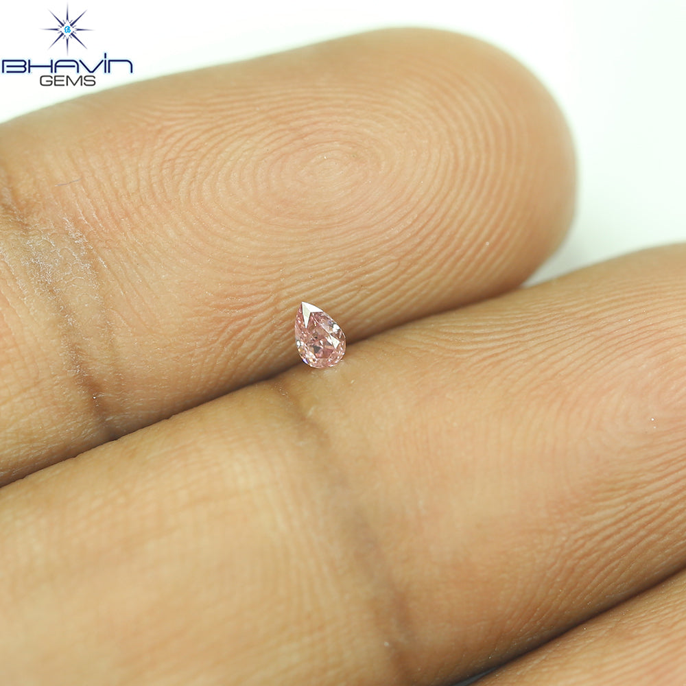 0.07 CT ペアシェイプ 天然ダイヤモンド ピンクカラー SI1 クラリティ (3.52 MM)