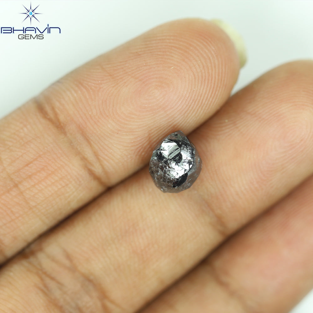 0.44 CT ラフシェイプ ナチュラル ダイヤモンド ブラック グレー (ソルト アンド パッパー) カラー I3 クラリティ (4.95 MM)