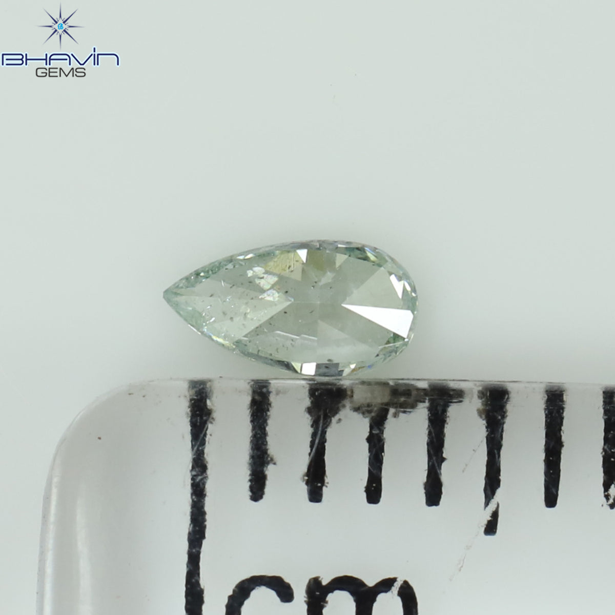 0.10 CT Natural Pear Diamond Enhanced Bluish Green Color Clarity SI1 (4.00 MM)