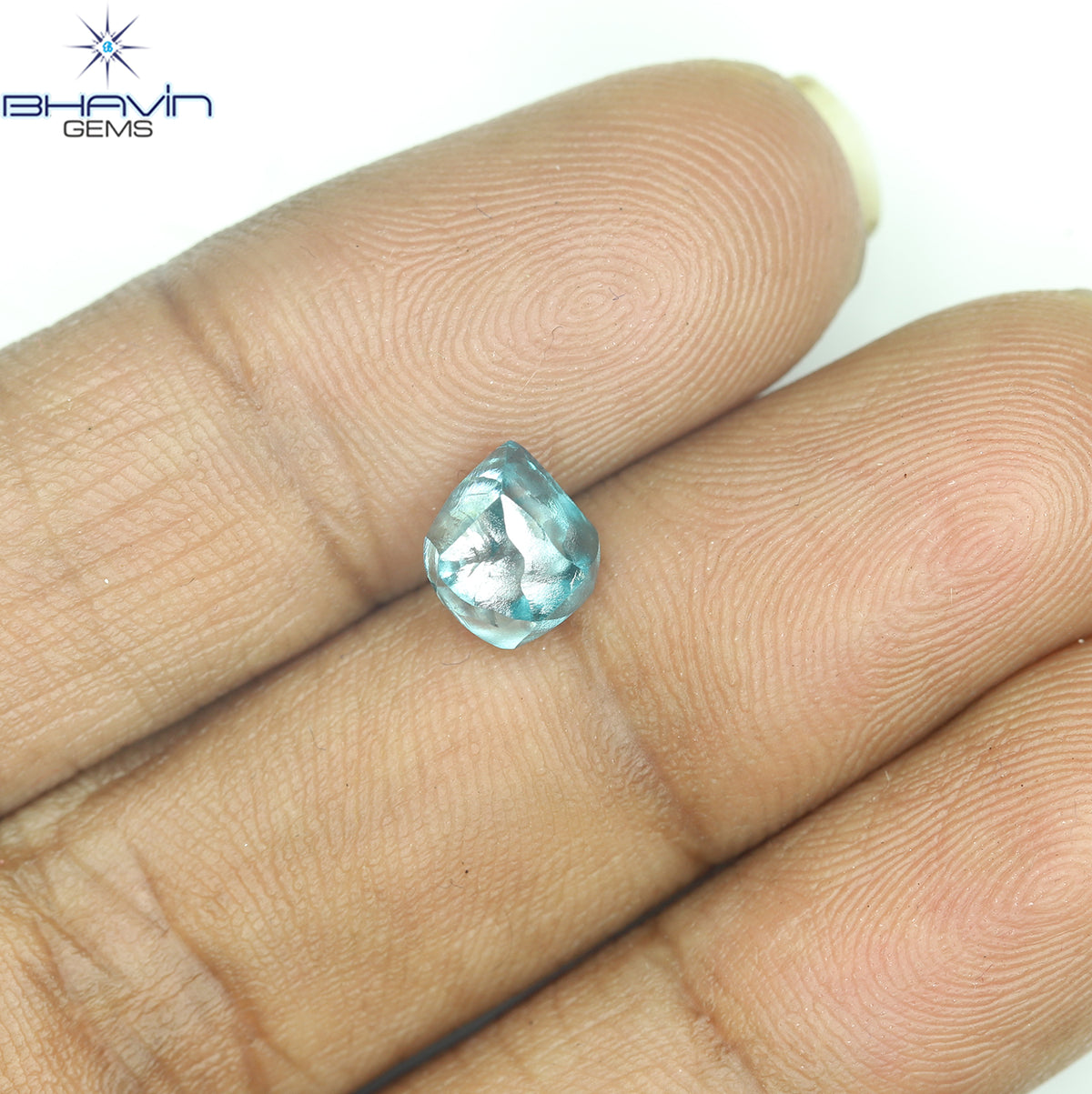 1.70 CT Natural Rough Diamond Enhanced Blue Color Clarity VS (7.18 MM)