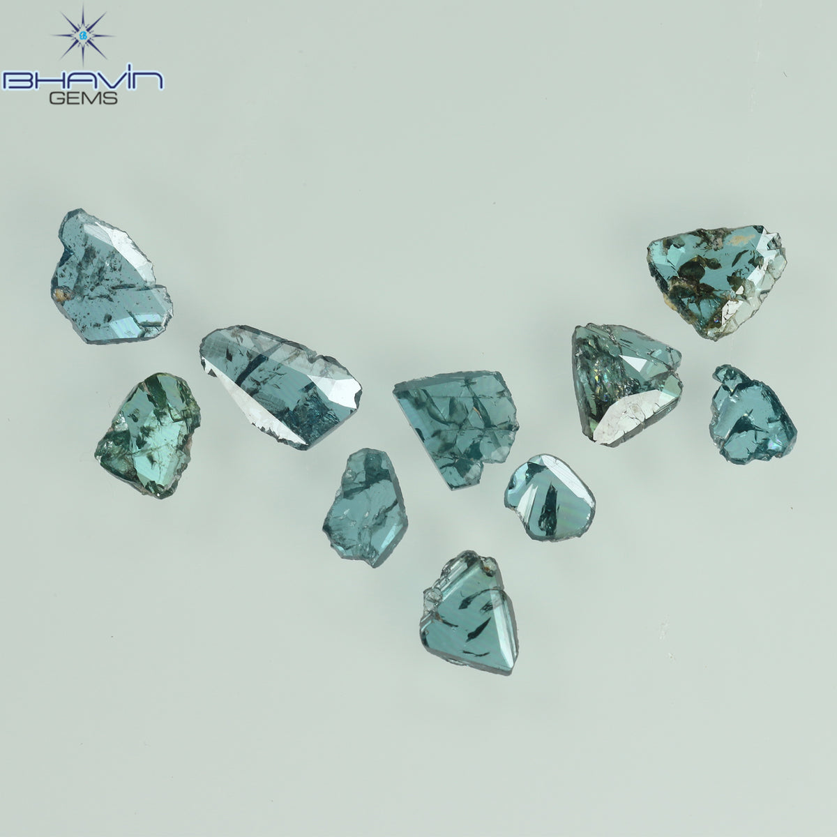 0.53 CT/10 Pcs Natural Uncut Slice Diamond Enhanced Blue Color Clarity I3 (4.18 MM)