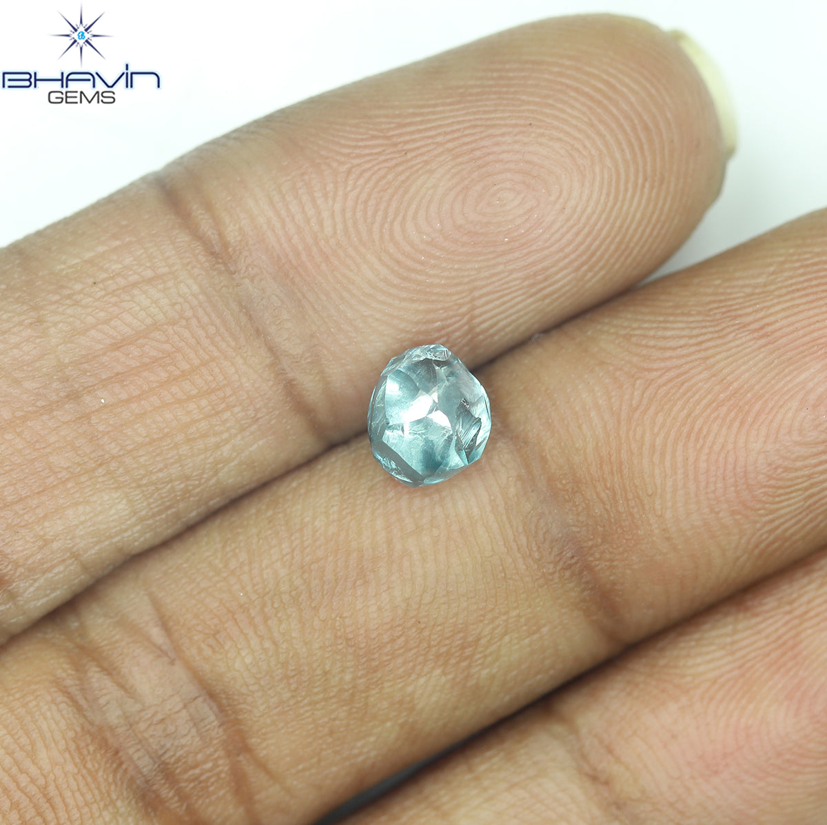 1.44 CT Natural Rough Diamond Enhanced Blue Color Clarity VS (6.16 MM)