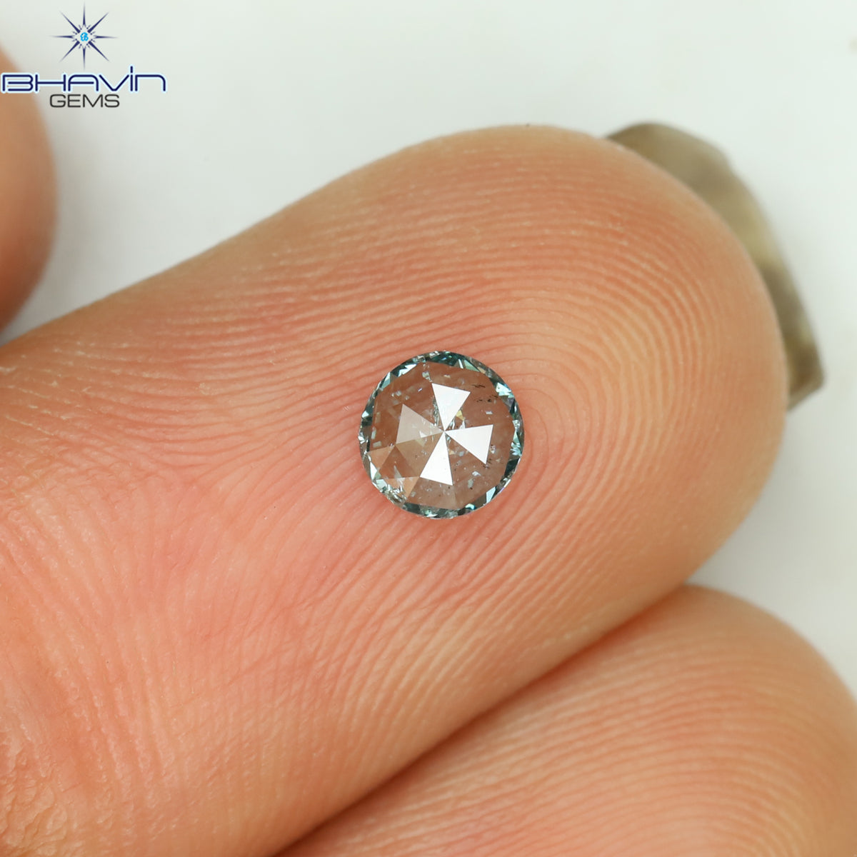 0.18 CT Natural Round Rose Cut Diamond Enhanced Intense Blue Color Clarity I1 (3.80 MM)