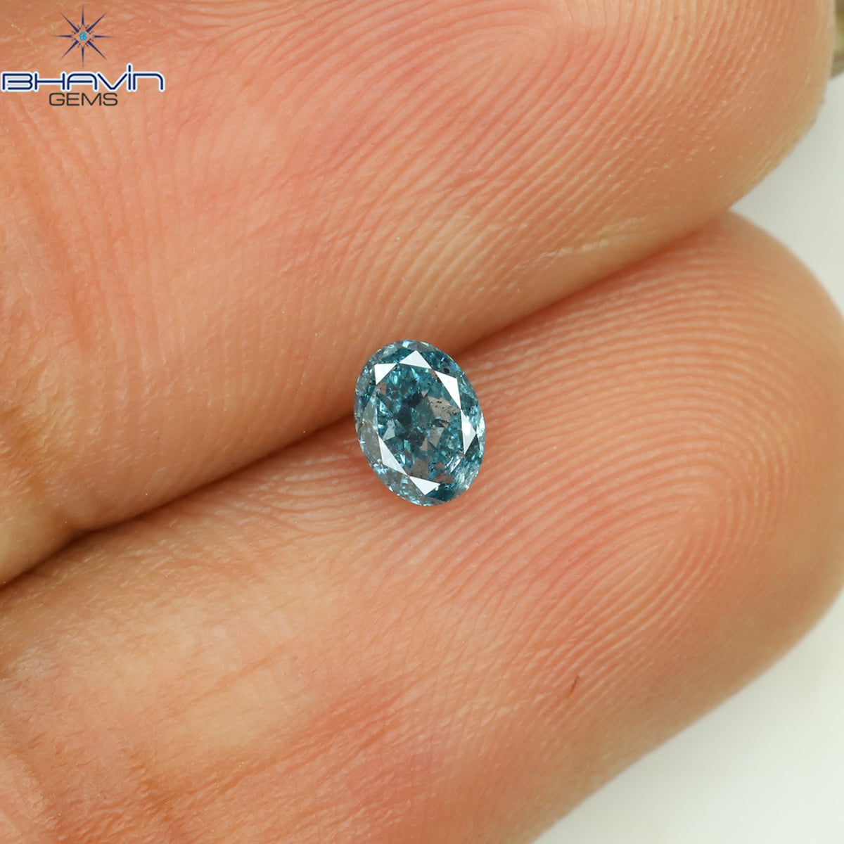 0.18 CT Natural Oval Diamond Enhanced Intense Blue Color Clarity SI2 (4.02 MM)