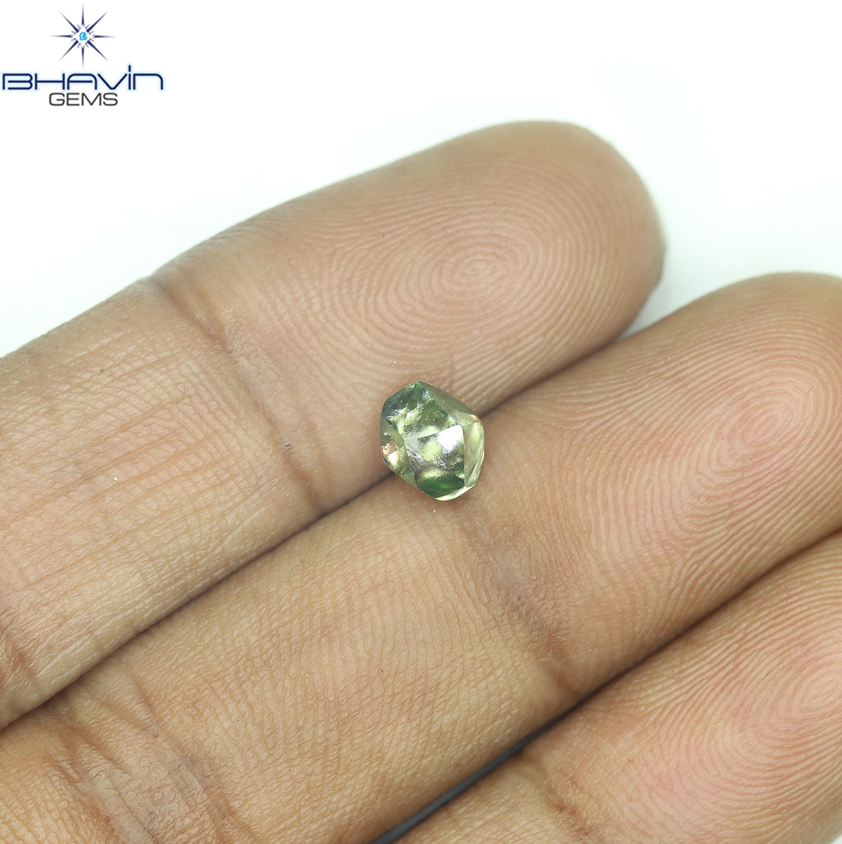 0.93 CT Natural Rough Diamond Enhanced Green Color Clarity SI (5.75 MM)