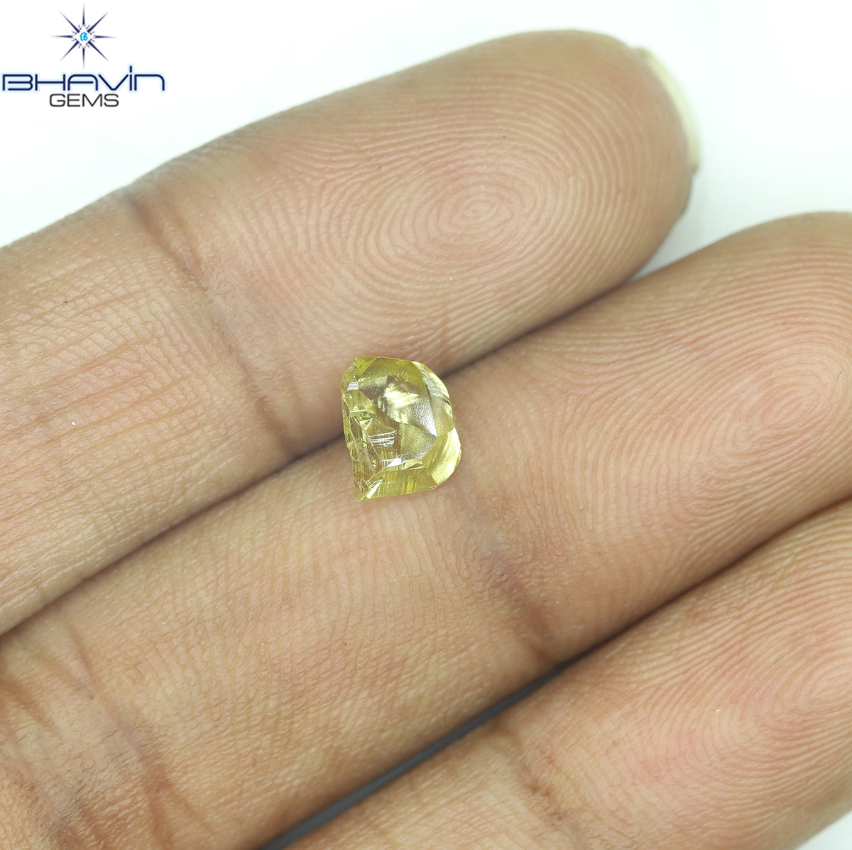 0.91 CT Natural Rough Diamond Enhanced Yellow Color Clarity VS (6.36 MM)