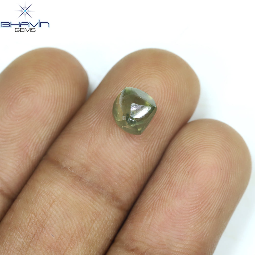 1.94 CT Natural Rough Diamond Enhanced Green Color Clarity SI1 (5.90 MM)