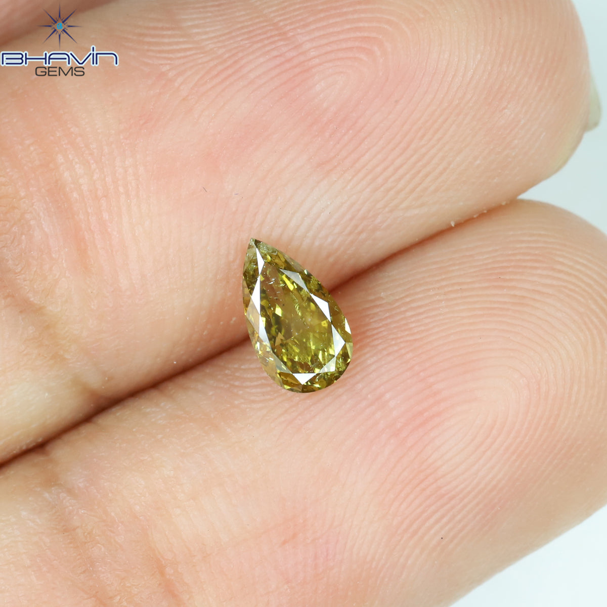 0.35 CT Natural Pear Diamond Green (Chameleon) Color Clarity SI2 (6.28 MM)