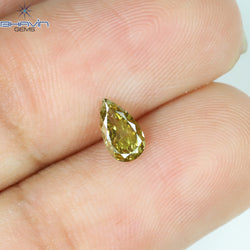 0.35 CT Pear Shape Natural Diamond Green (Chameleon) Color SI2 Clarity (6.28 MM)
