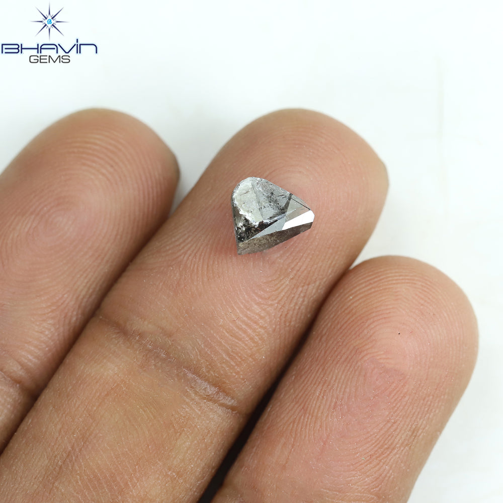 0.63 CT Heart Shape Natural Diamond Salt And Pepper Color I3 Clarity (5.93 MM)