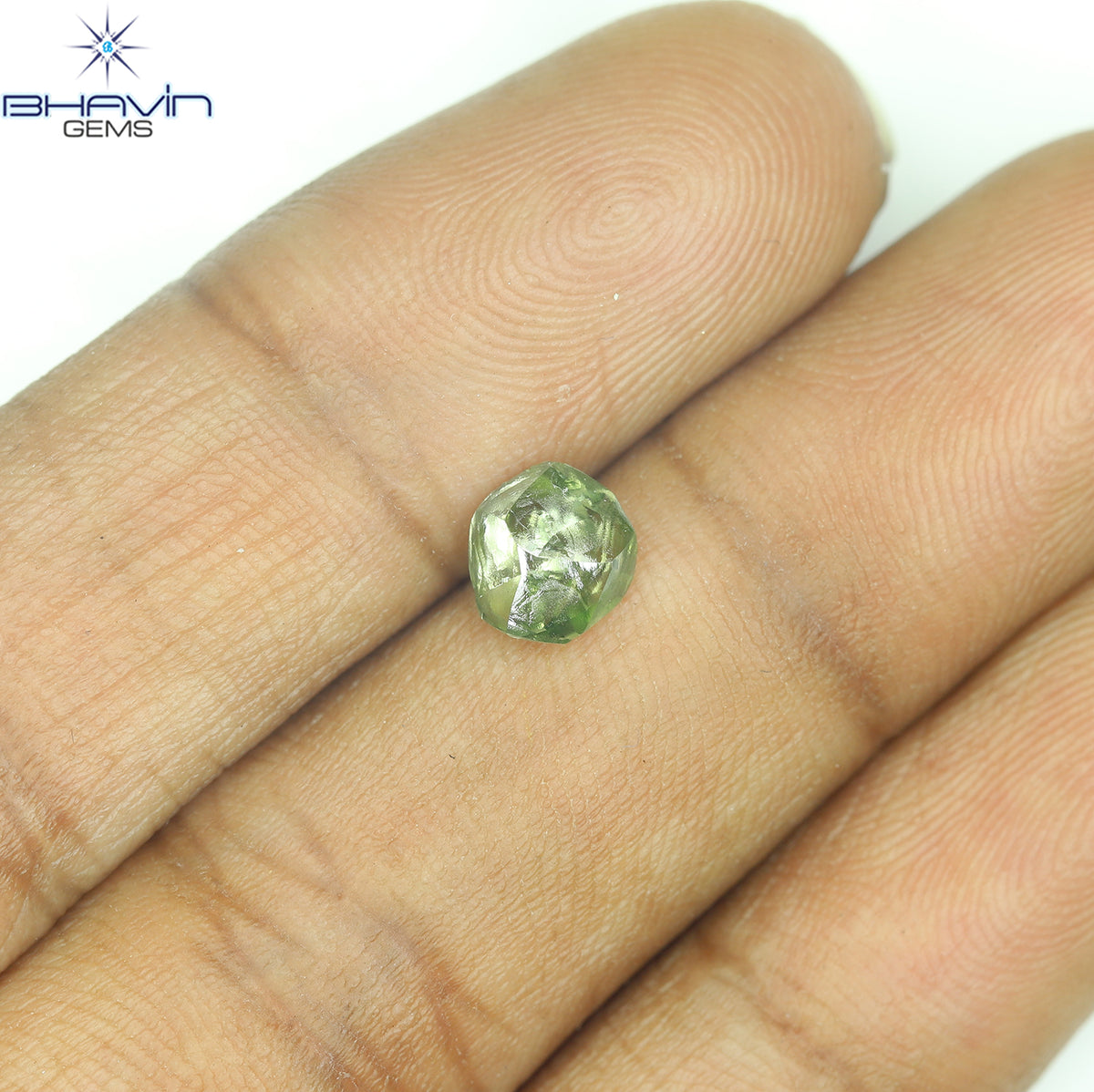 0.93 CT Natural Rough Diamond Enhanced Green Color Clarity VS (6.40 MM)