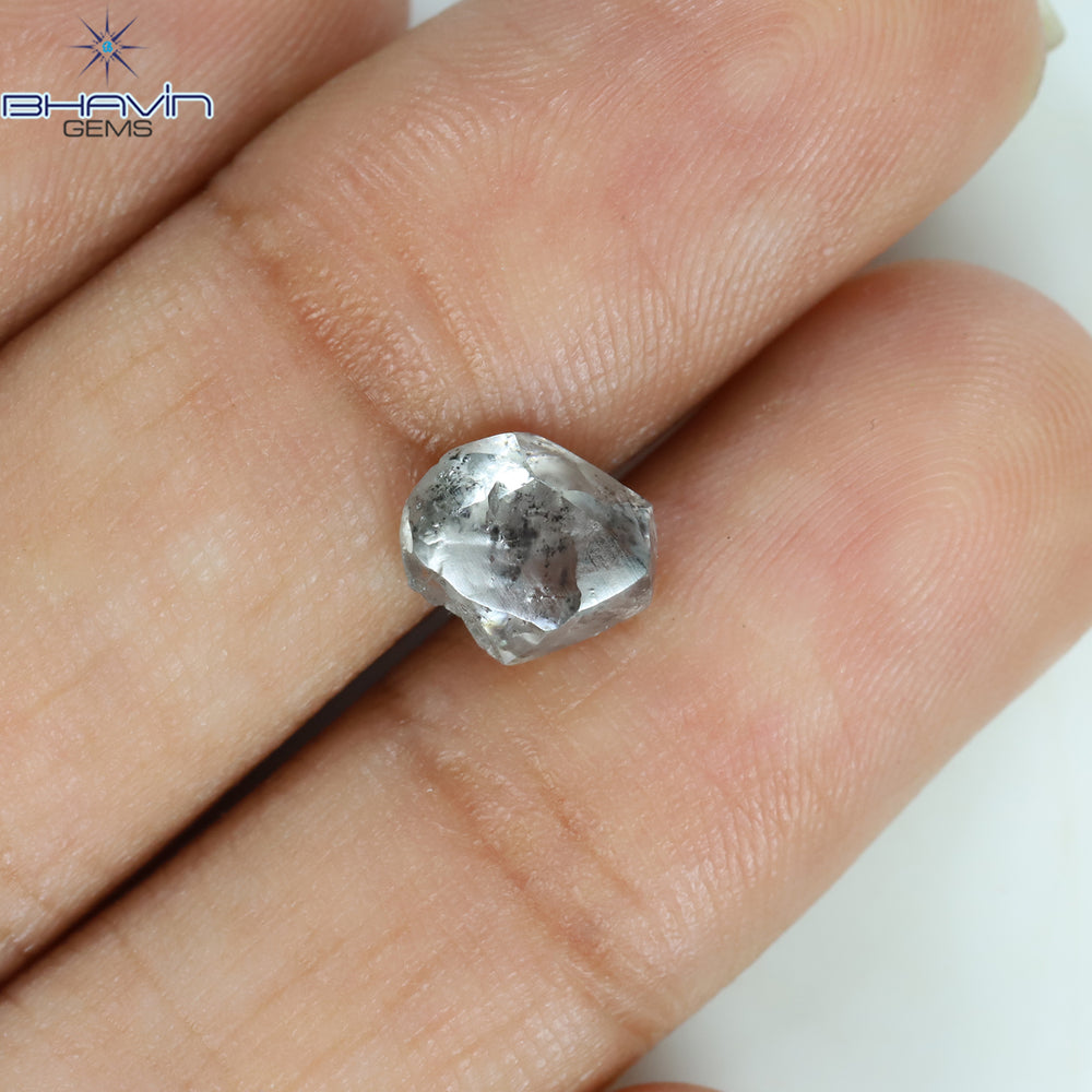 1.97 CT Rough Shape Natural Diamond Black Gray (Salt And Papper) Color I3 Clarity (7.75 MM)