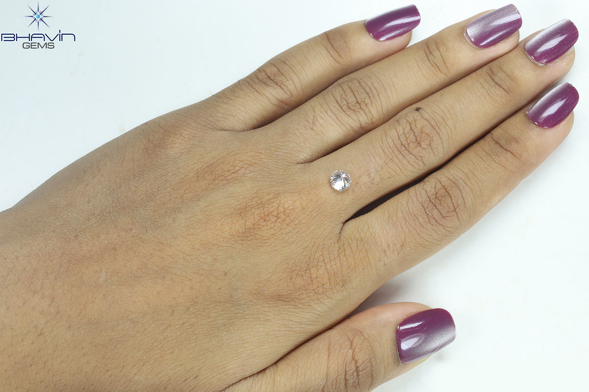 0.18 CT ラウンド ローズ カット シェイプ 天然ダイヤモンド ピンク色 I2 クラリティ (3.86 MM)